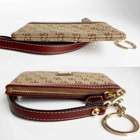 Dooney & Bourke Logo Canvas Wristlet with Key Ring Retro Chic Small Wallet - Picture 6 of 6
